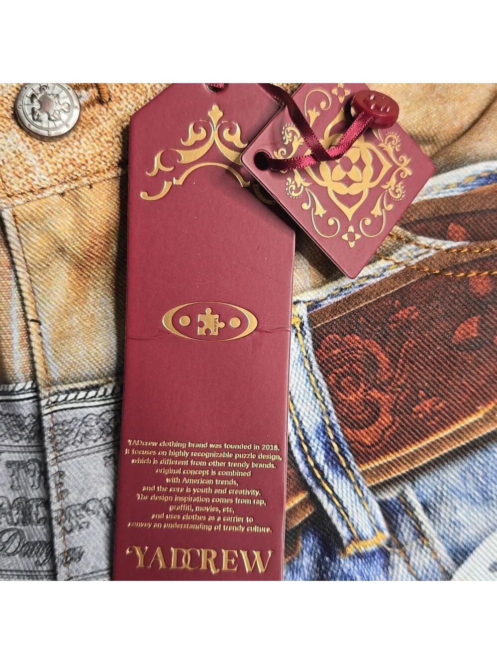 3169 NWT YADcrew丨3D Waistband Print Loose Fit Denim Jeans Sz Small - Picture 11 of 14